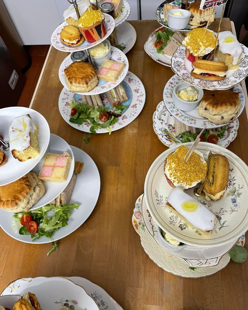 Afternoon Tea set up at Charlie's cat cafe in Staffordshire.