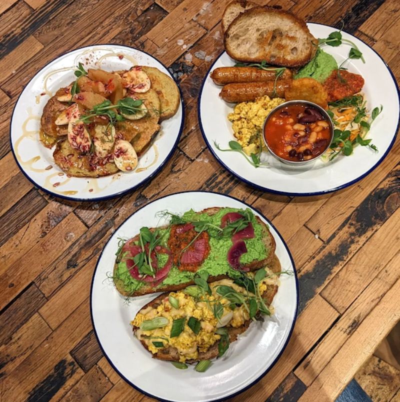 Vegan breakfast dishes at Prickly Pear in Nottingham. 
