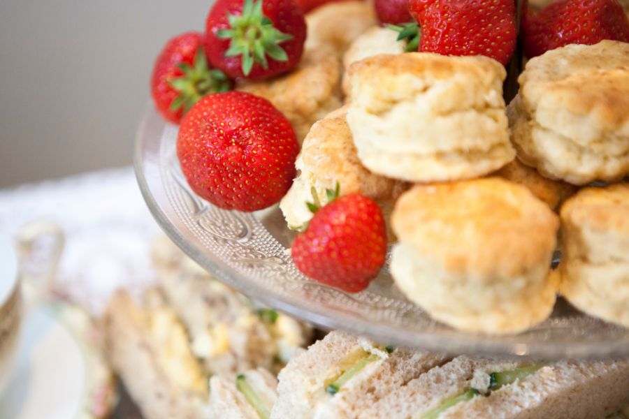 Plate of scones at an afternoon tea.
